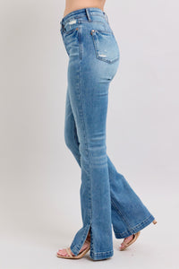 Tummy Control Vintage Wash Side Slit Slim Boot Judy Blue 👢