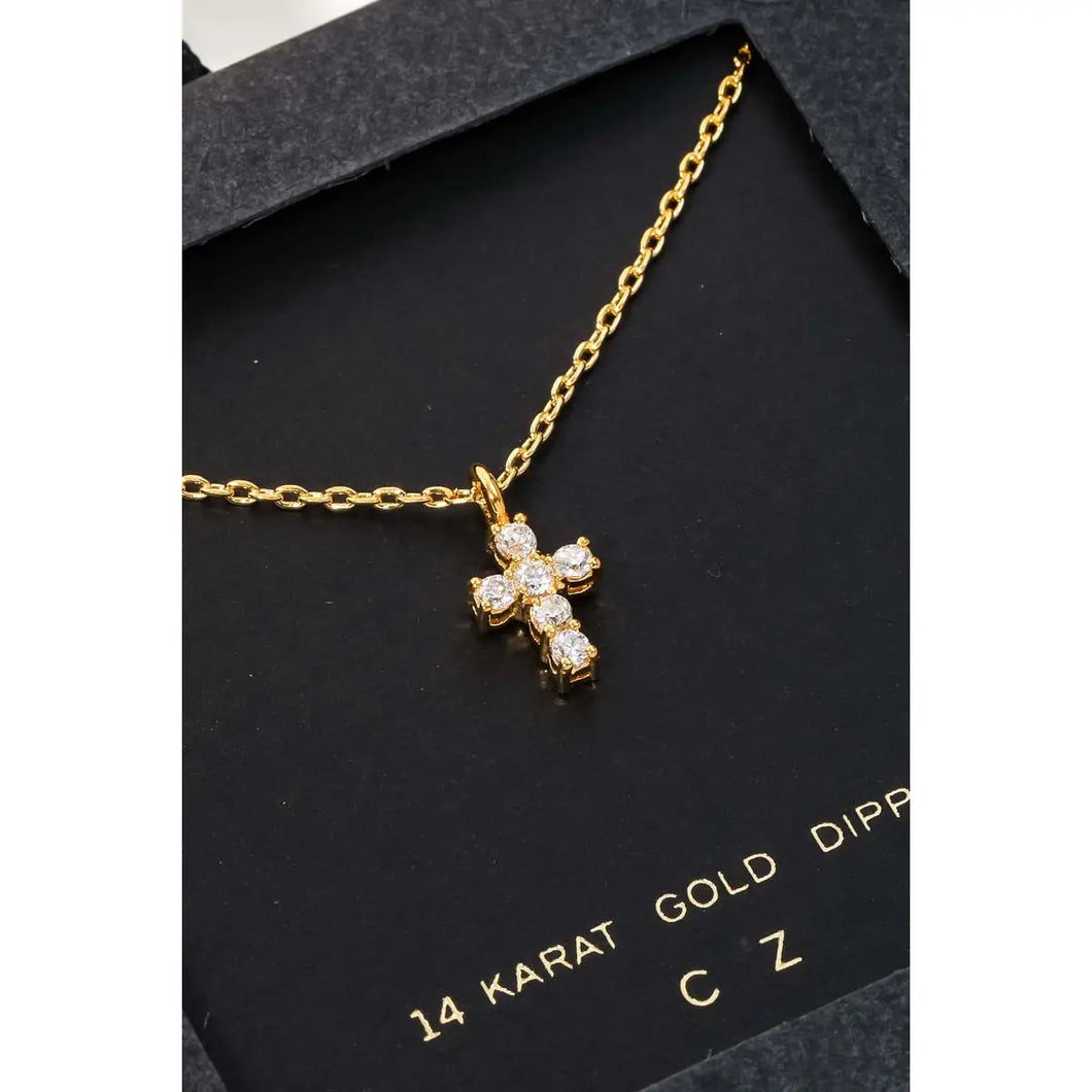 Cz Mini Cross Charm Necklace