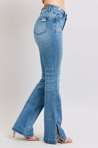 Tummy Control Vintage Wash Side Slit Slim Boot Judy Blue 👢