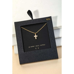 Cz Mini Cross Charm Necklace