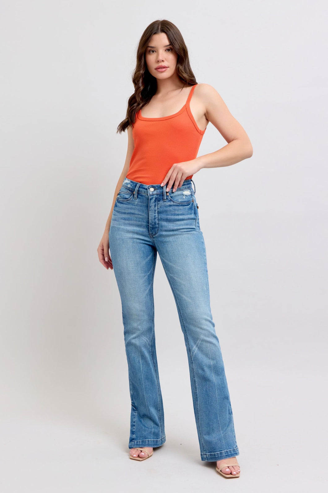 Tummy Control Vintage Wash Side Slit Slim Boot Judy Blue 👢