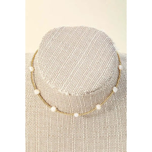 Dainty Pearl Station Choker Necklace