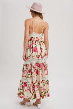 Load image into Gallery viewer, Floral Print Lace Contrast Maxi Dress