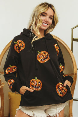 Sequin Pumpkin Patch Hoodie 🎃