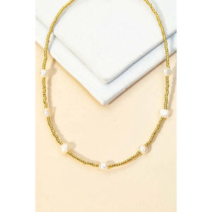 Dainty Pearl Station Choker Necklace