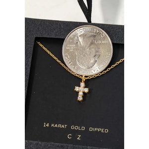 Cz Mini Cross Charm Necklace