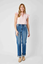 Load image into Gallery viewer, Front Seam Cuffed Straight Judy Blue