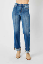 Load image into Gallery viewer, Front Seam Cuffed Straight Judy Blue