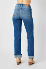 Load image into Gallery viewer, Front Seam Cuffed Straight Judy Blue